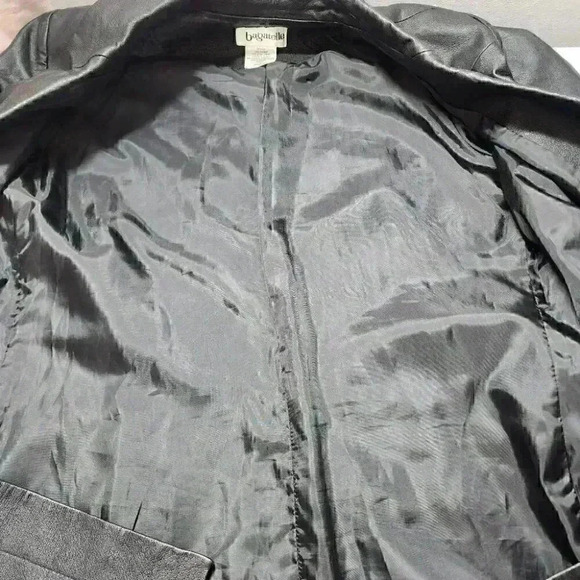 Bagatelle Button Front Genuine Leather Black Long Coat Women's M - Picture 6 of 10